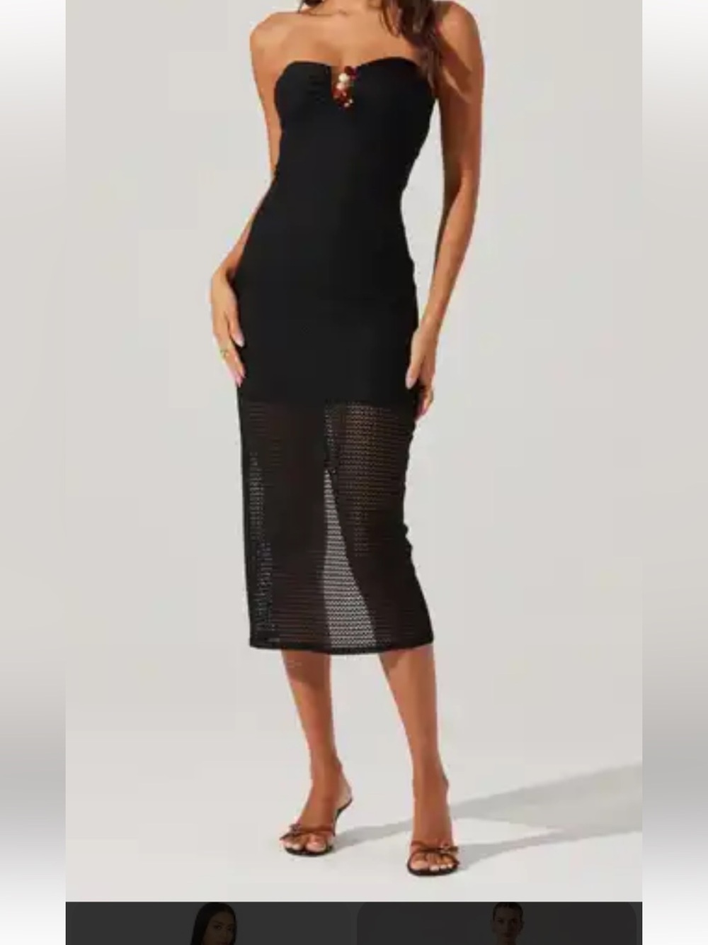 Astr the Lable Kasandra Midi dress with Sheer Knit Panel